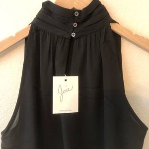 High neck black silk sleeveless Joie blouse